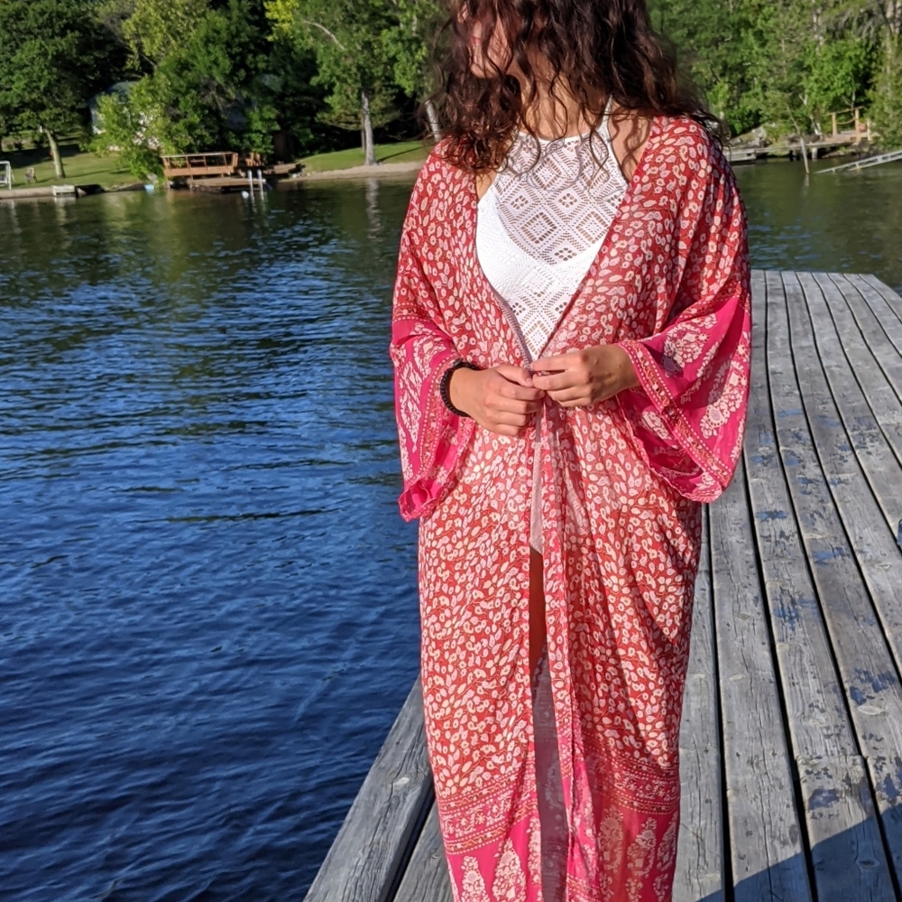 Insect repelling kimono beach cover-up